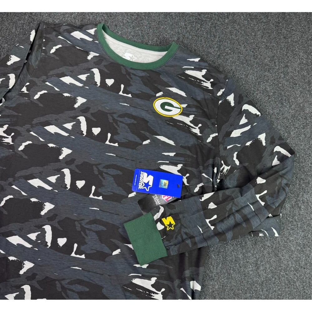 NEW Starter Green Yellow Bay Packers Camo Longsleeve T Shirt NFL Mens XL NWT